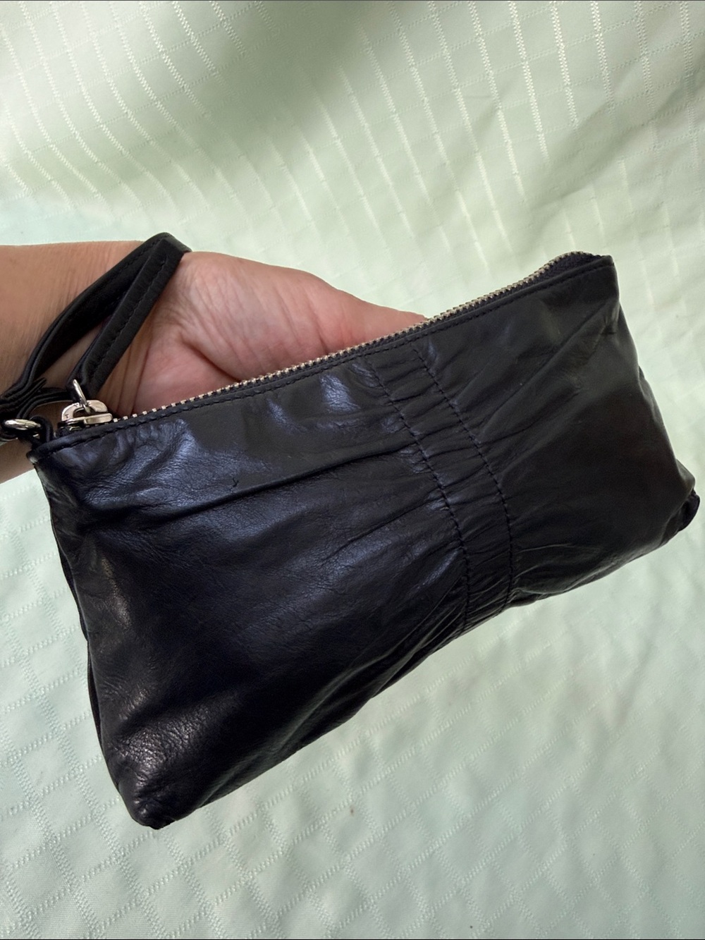Vintage Y2K Banana Republic Black Leather Wristlet Clutch - Classic Evening Bag